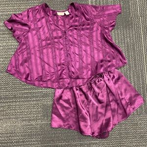 Vintage Gold Label Victoria’s Secret Silky Plum Sleep Set Size Small